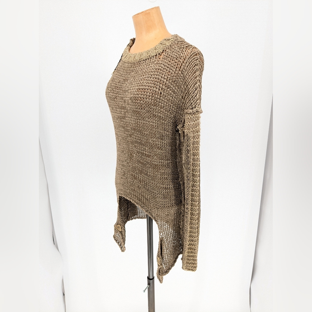 Elisa Cavaletti Knit Asymmetrical Top Gold Womens Medium Avant Garde Chic - Picture 3 of 15